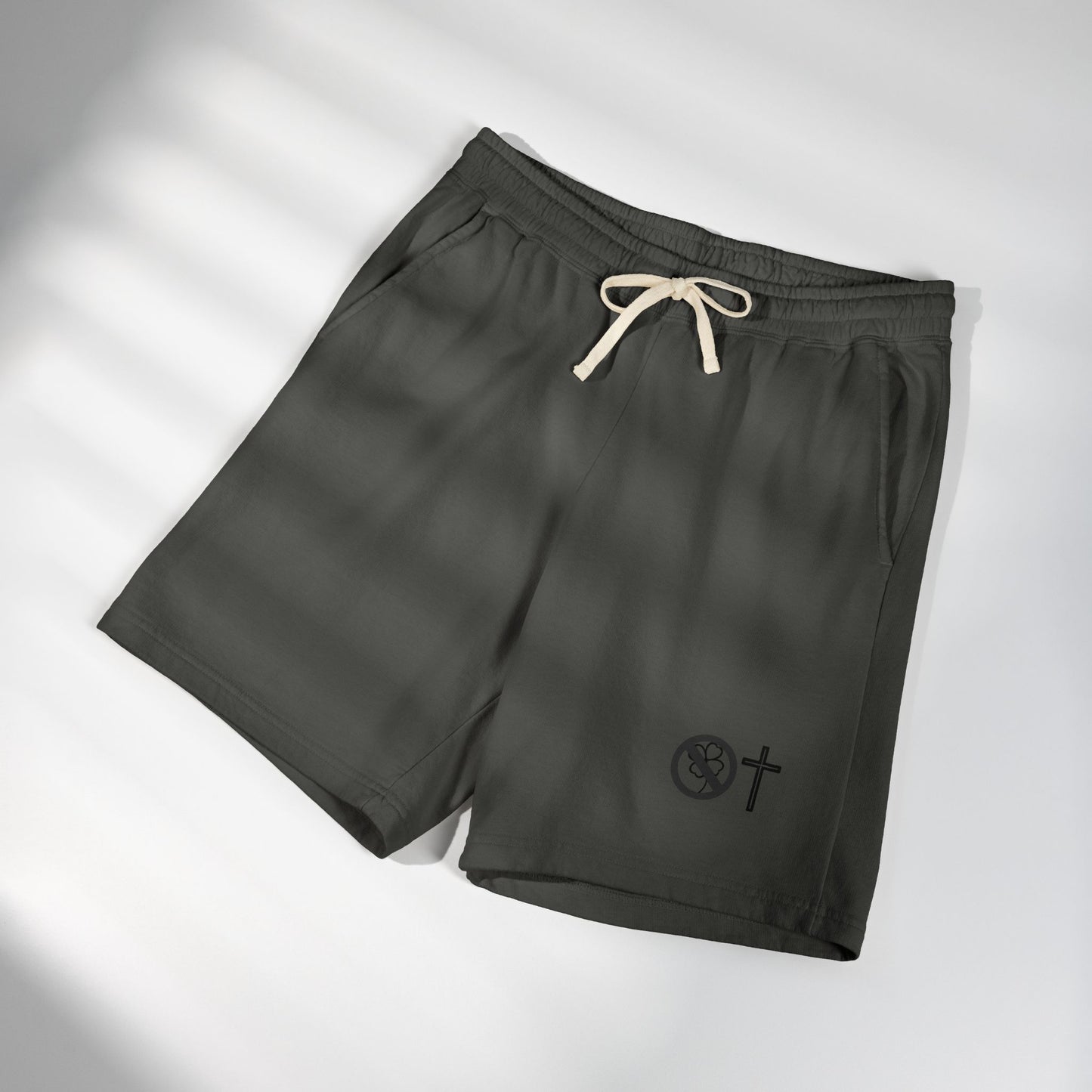 No Luck All Faith Fleece Sweat Shorts — Minimal Logo