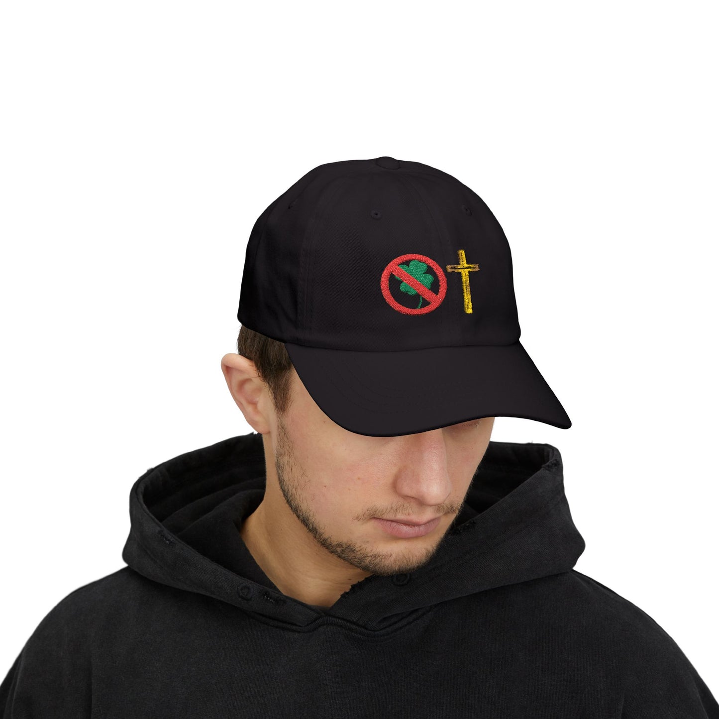 No Luck All Faith Minimal Embroidered Baseball Hat