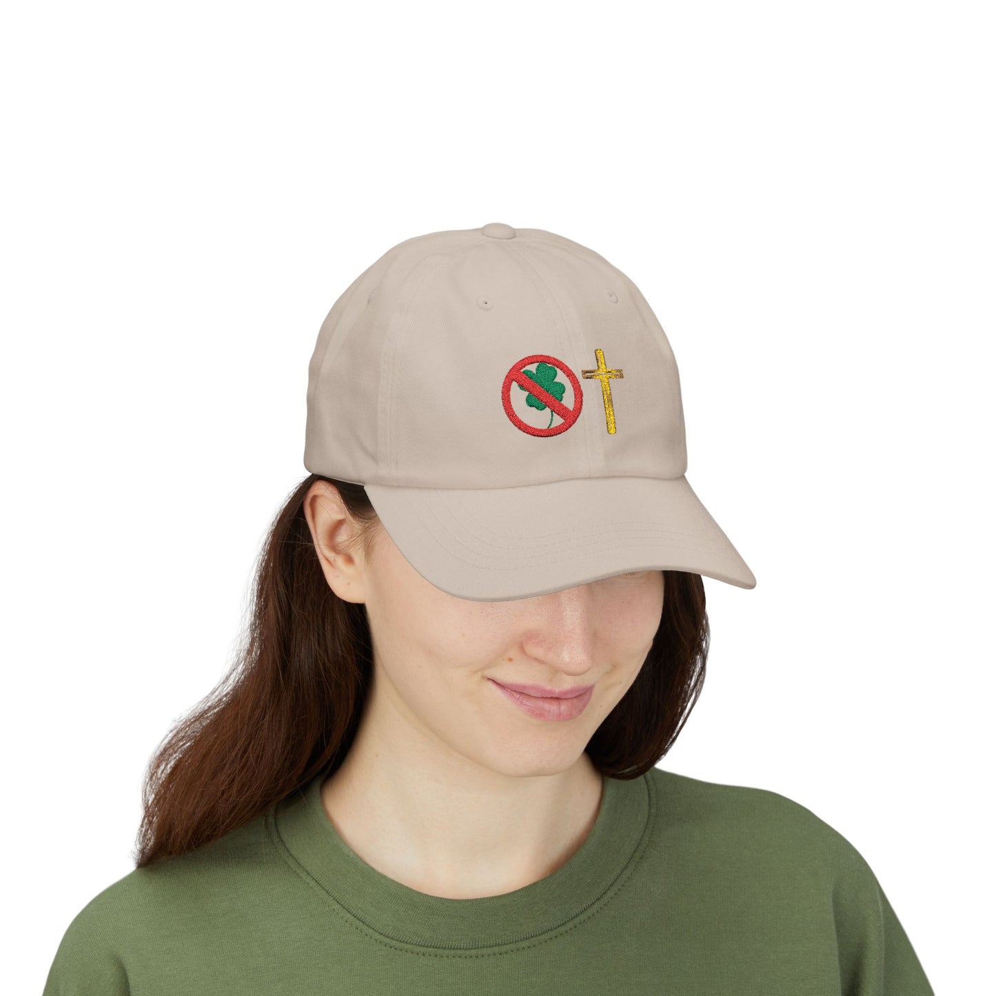 No Luck All Faith Minimal Embroidered Baseball Hat