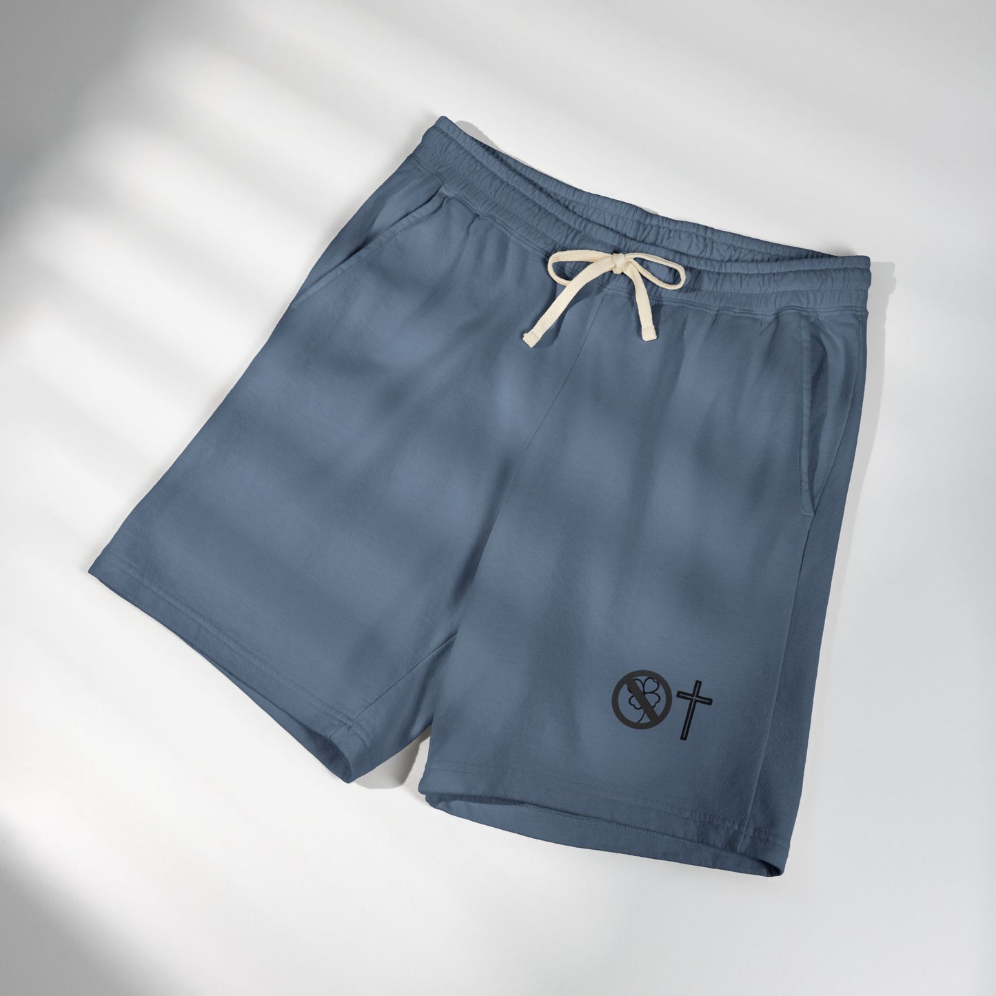 No Luck All Faith Fleece Sweat Shorts — Minimal Logo